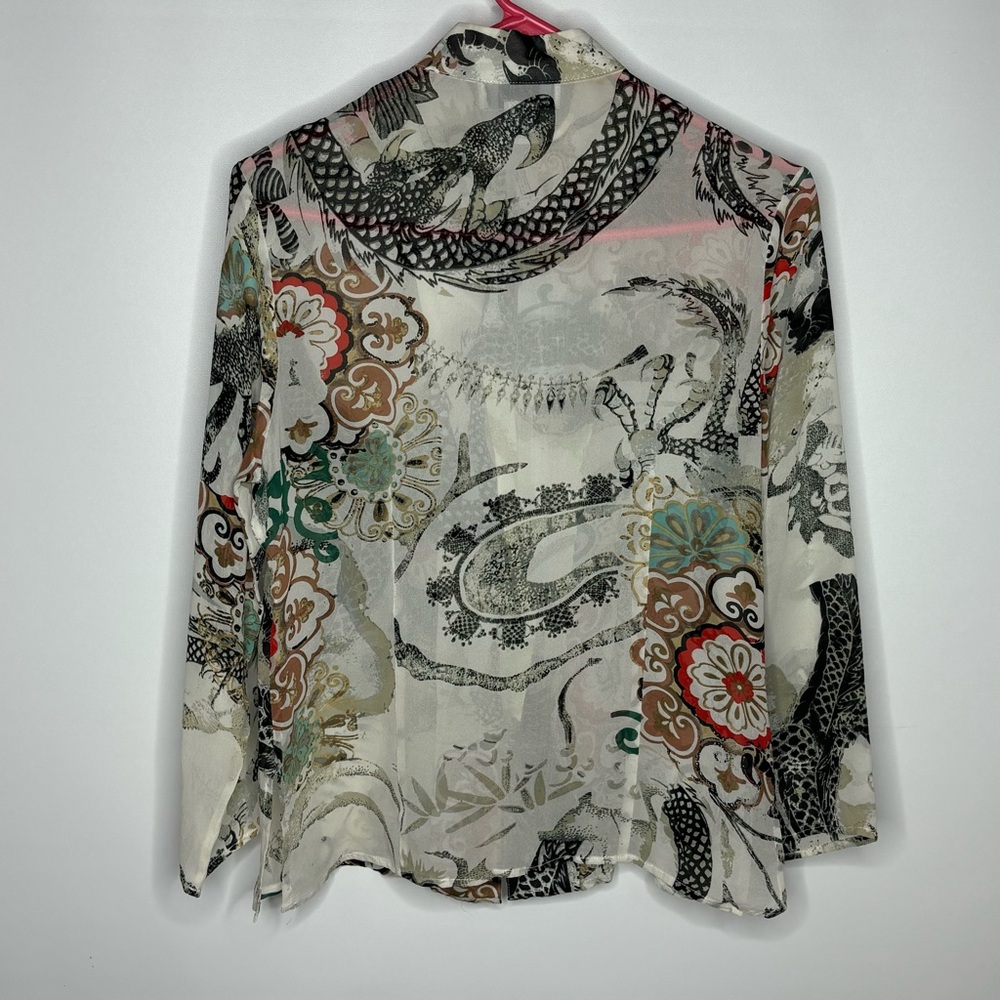 Silk Dragon Button Up Blouse- Very Rare! - image 2